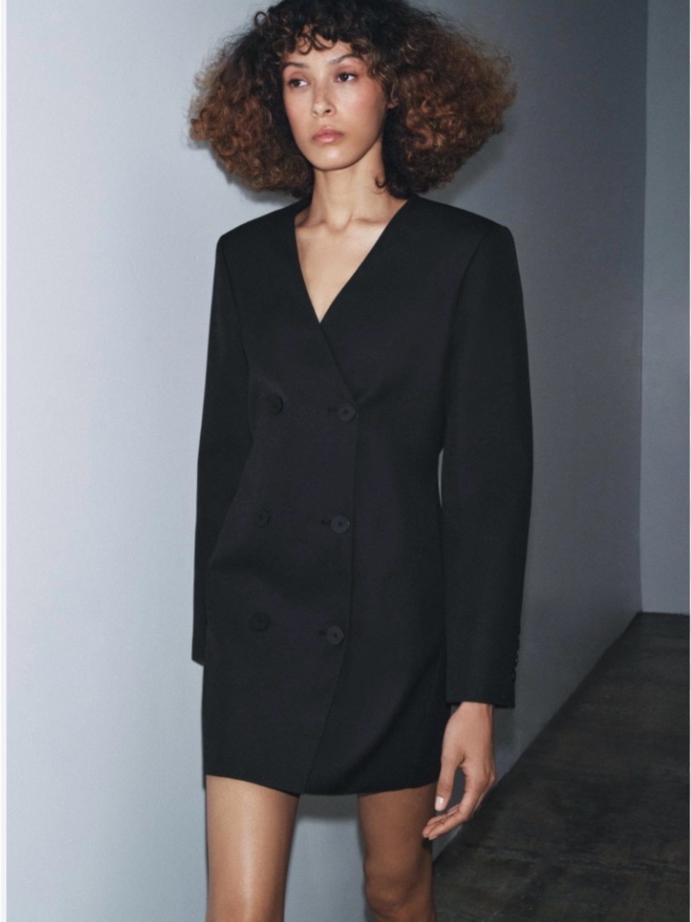 ZARA Black Blazer Dress | Structured Tailored Mini Blazer | Minimalist Chic